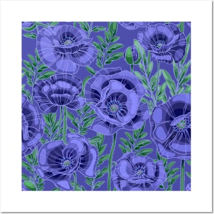 violet blue poppies Posters and Art